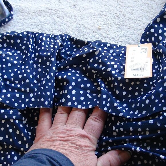 Kona Sol Swimsuit Womens One Piece Removeable Pads Polk-a-dot Blue M,14, XL 22 - Picture 5 of 14